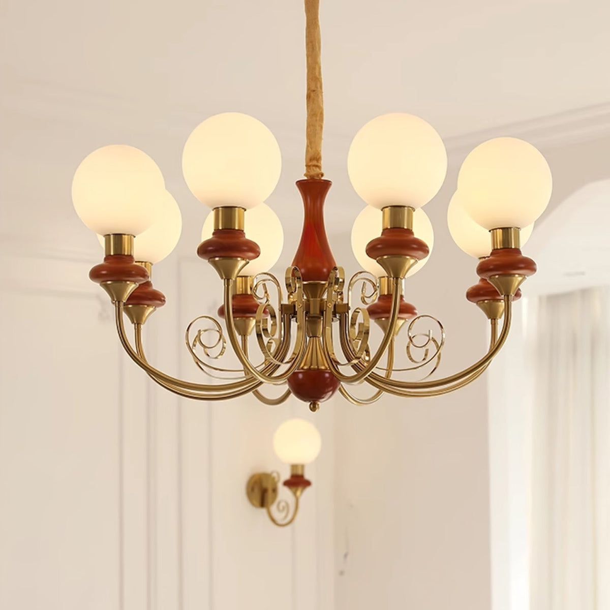 Aurorian lampadario Verde Paralumi Bracci Curvi Oro