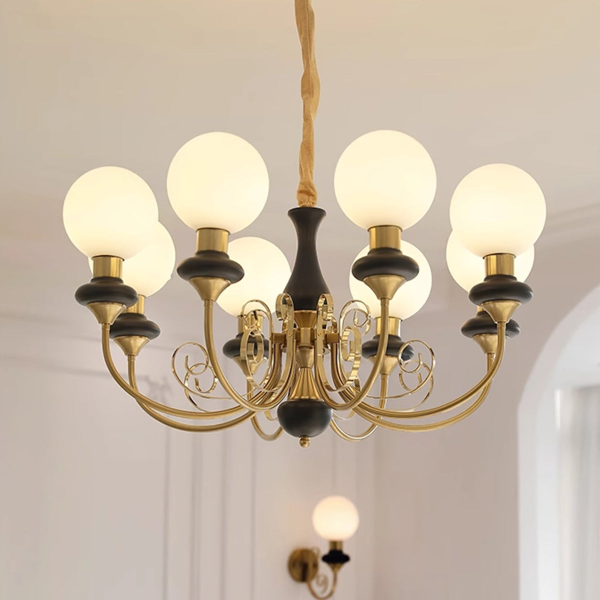 Aurorian lampadario Verde Paralumi Bracci Curvi Oro