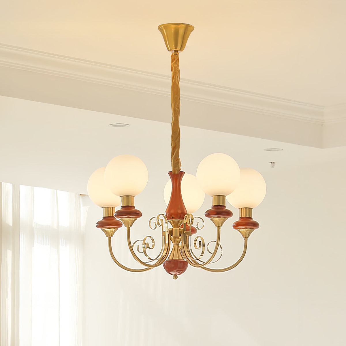 Aurorian lampadario Verde Paralumi Bracci Curvi Oro