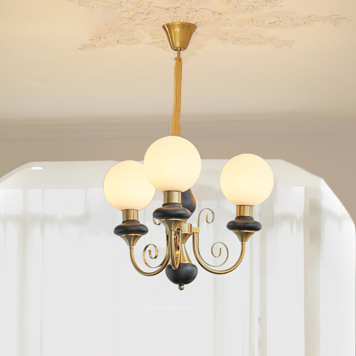 Aurorian lampadario Verde Paralumi Bracci Curvi Oro