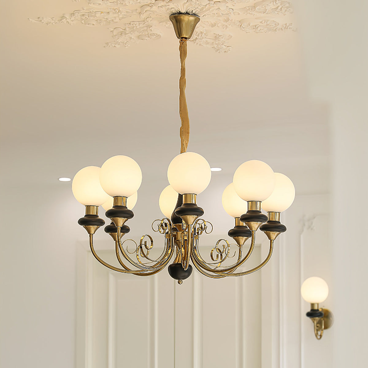 Aurorian lampadario Verde Paralumi Bracci Curvi Oro