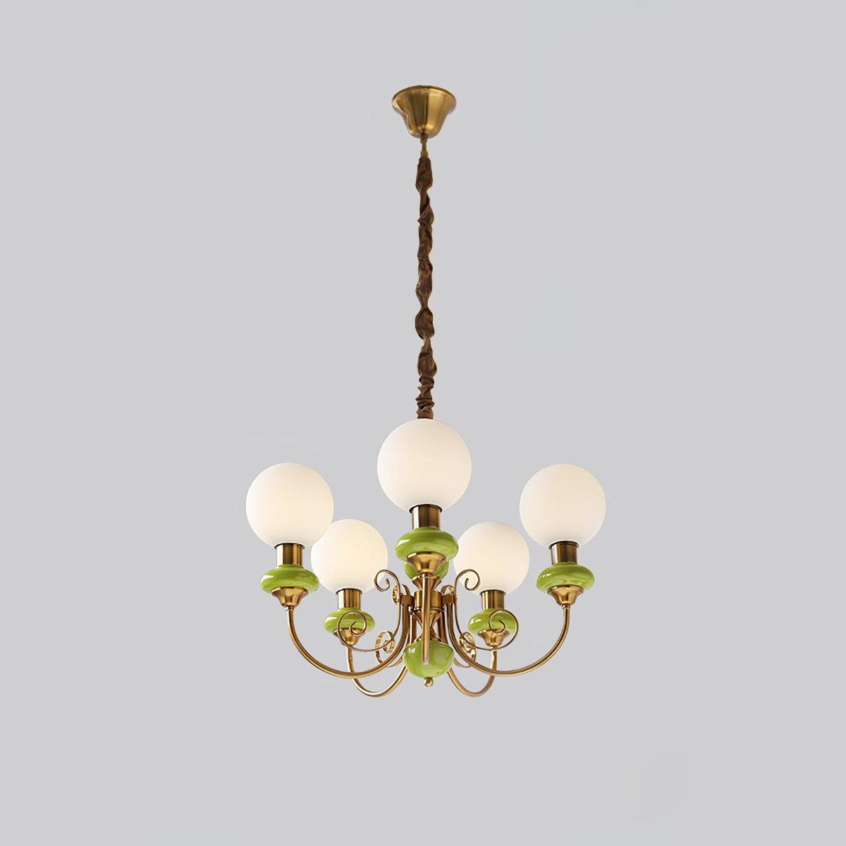 Aurorian lampadario Verde Paralumi Bracci Curvi Oro