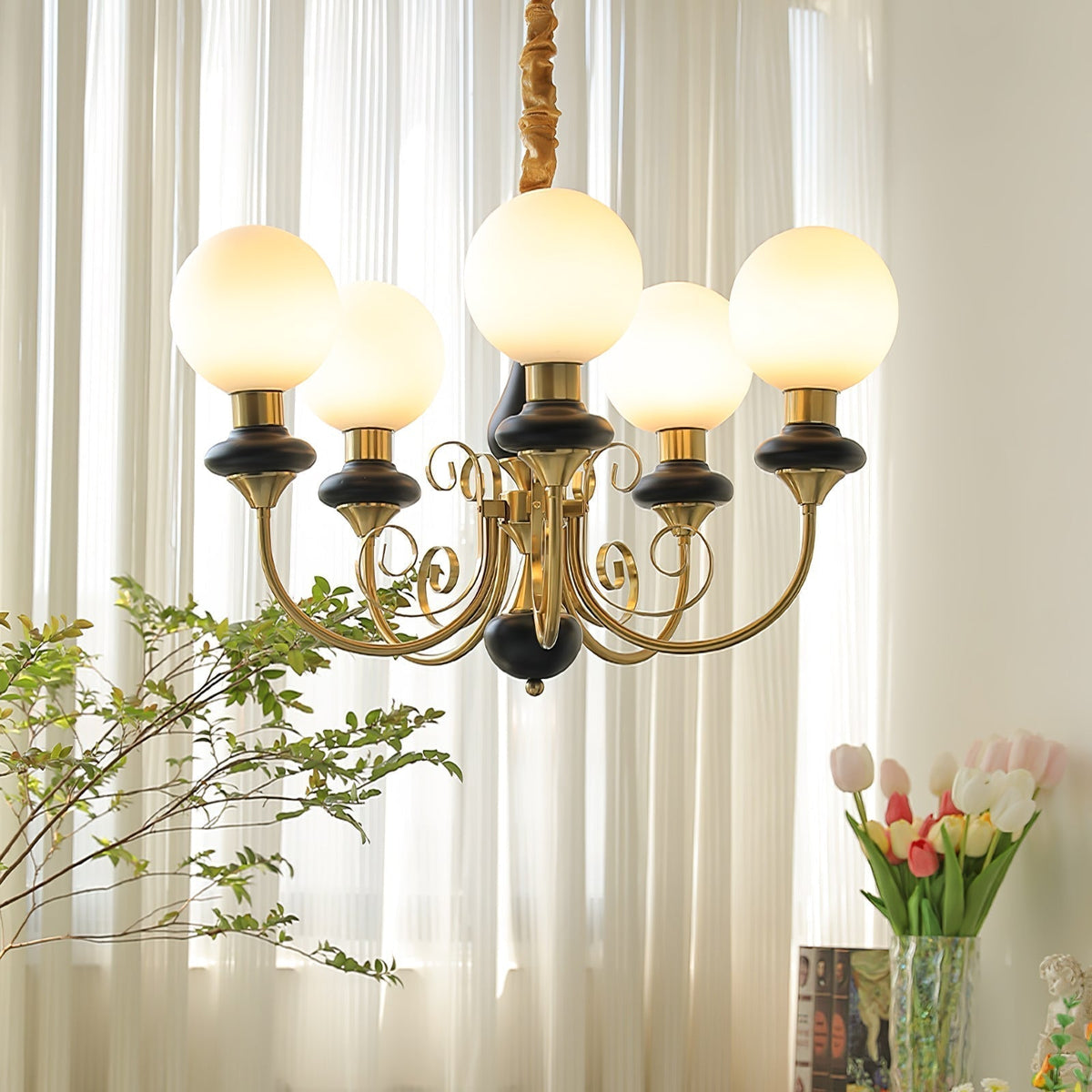 Aurorian lampadario Verde Paralumi Bracci Curvi Oro