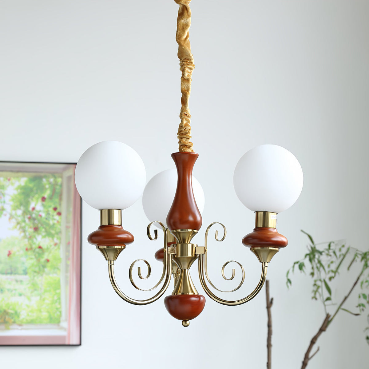 Aurorian lampadario Verde Paralumi Bracci Curvi Oro