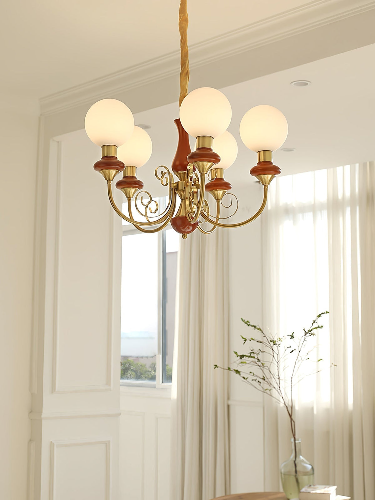 Aurorian lampadario Verde Paralumi Bracci Curvi Oro