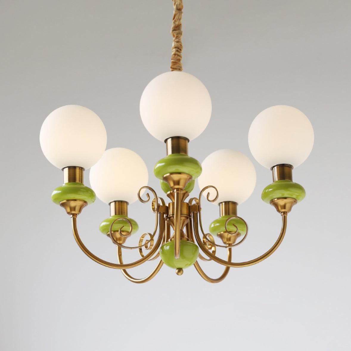 Aurorian lampadario Verde Paralumi Bracci Curvi Oro