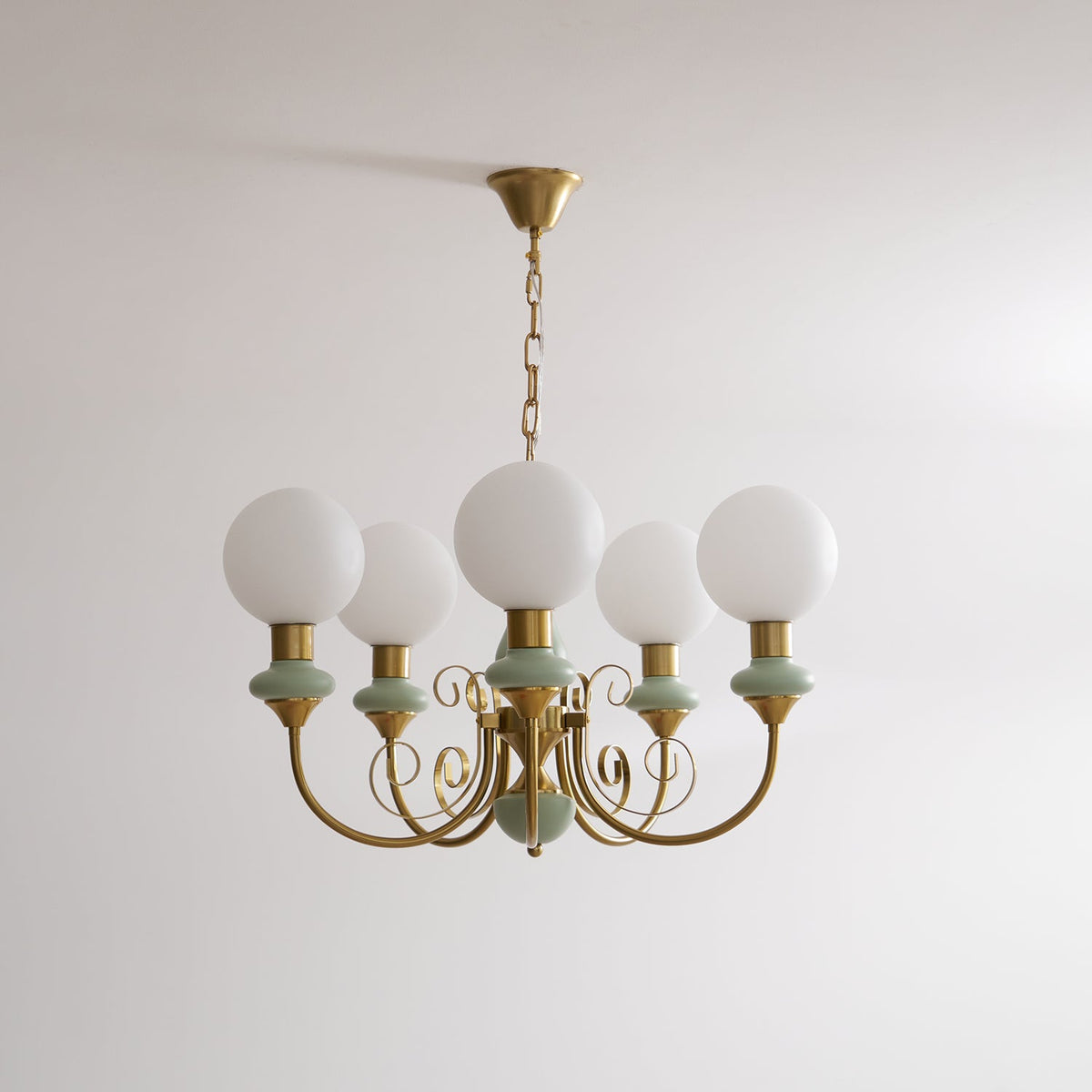 Aurorian lampadario Verde Paralumi Bracci Curvi Oro