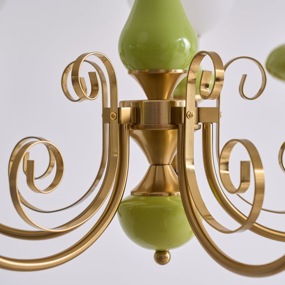 Aurorian lampadario Verde Paralumi Bracci Curvi Oro