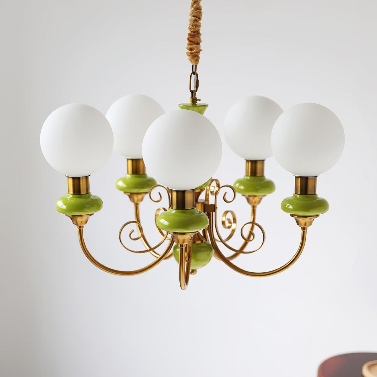 Aurorian lampadario Verde Paralumi Bracci Curvi Oro