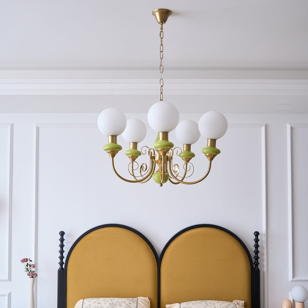 Aurorian lampadario Verde Paralumi Bracci Curvi Oro