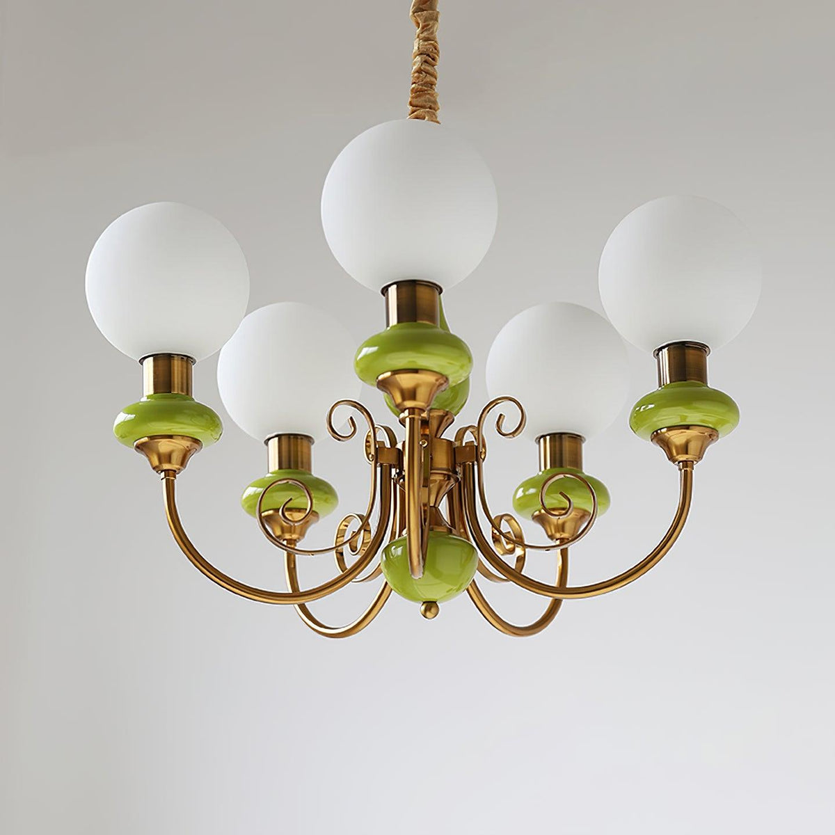 Aurorian lampadario Verde Paralumi Bracci Curvi Oro