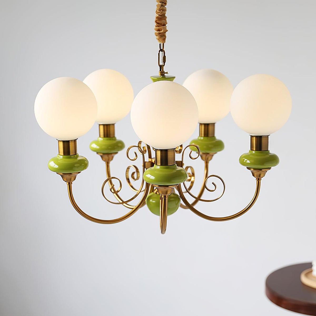 Aurorian lampadario Verde Paralumi Bracci Curvi Oro