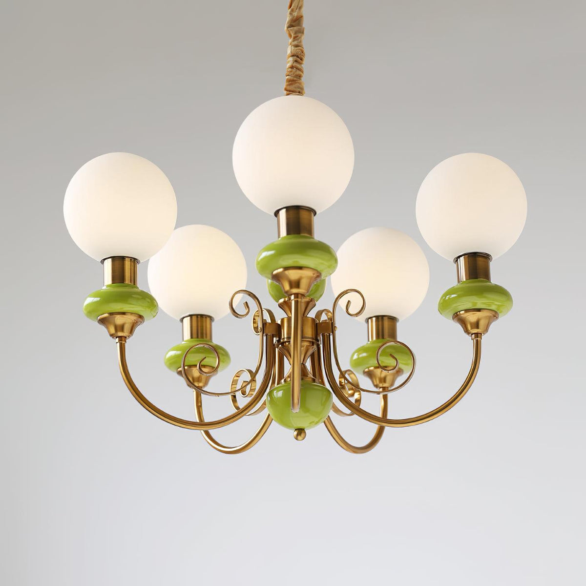 Aurorian lampadario Verde Paralumi Bracci Curvi Oro