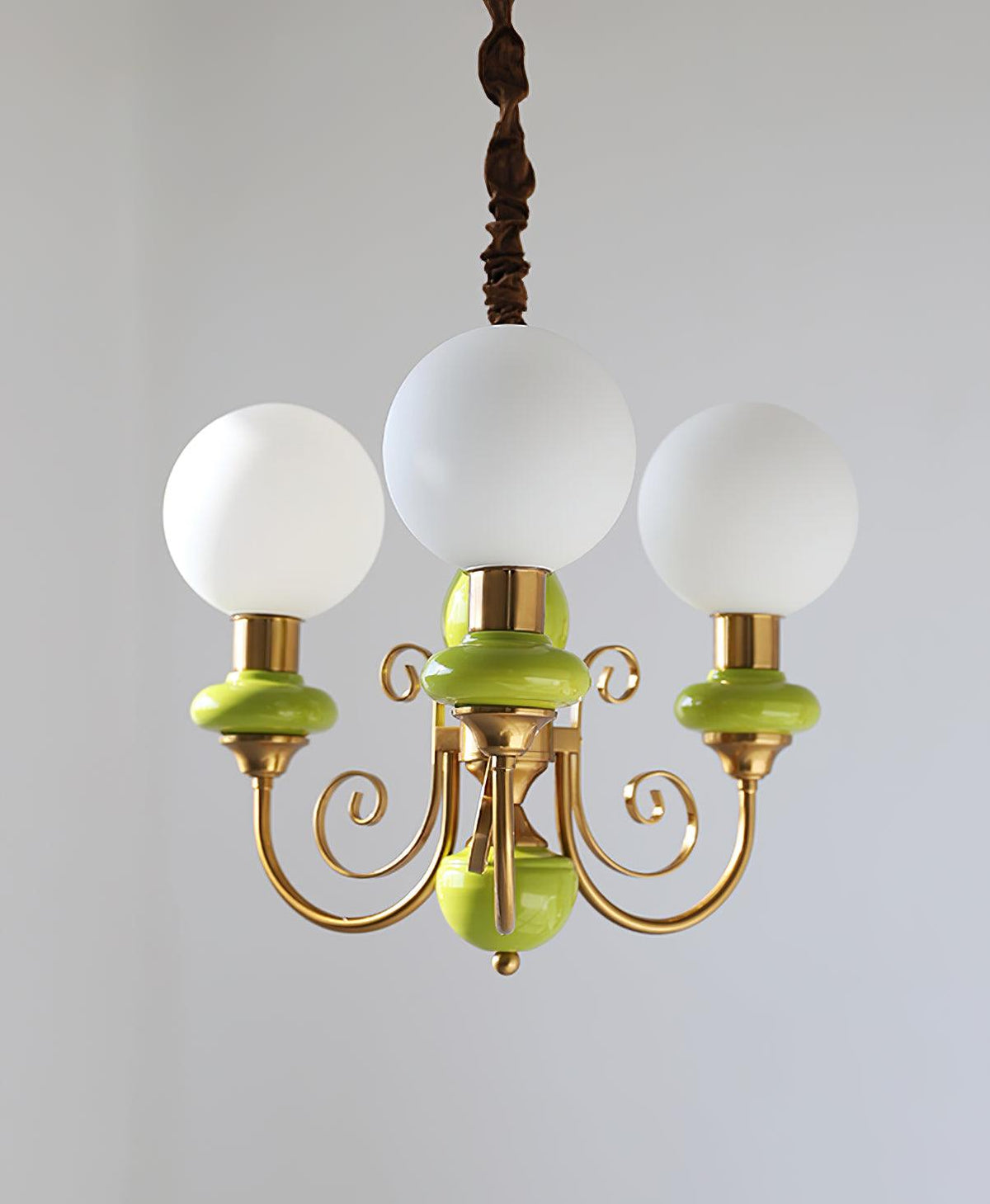 Aurorian lampadario Verde Paralumi Bracci Curvi Oro