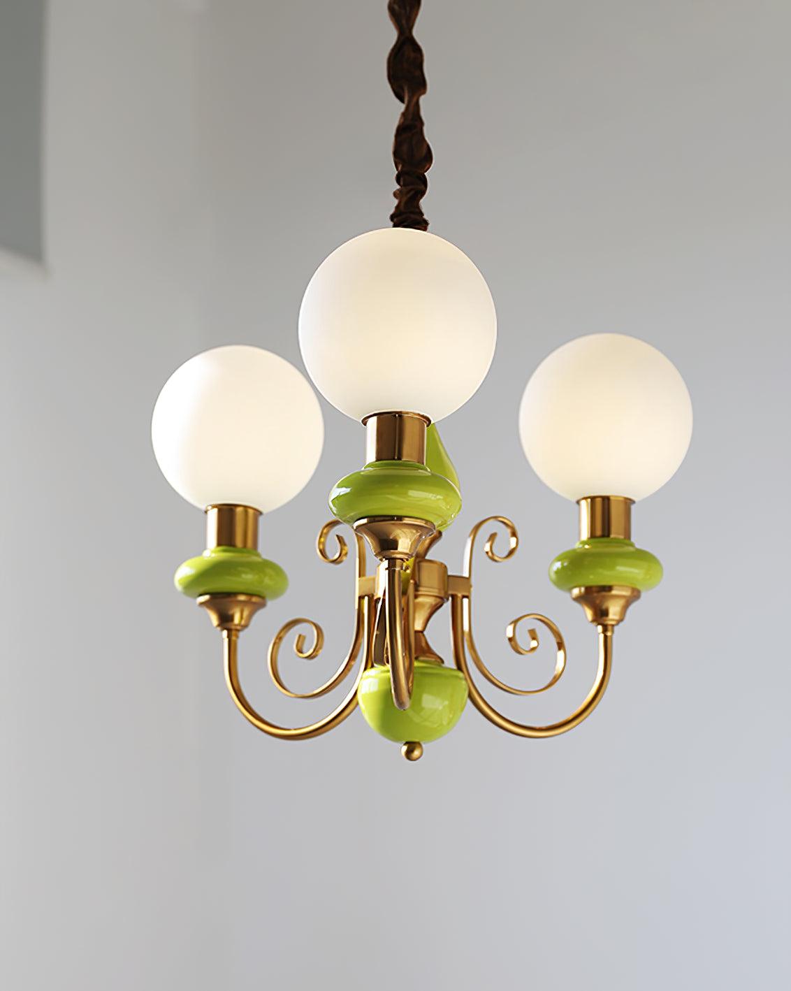 Aurorian lampadario Verde Paralumi Bracci Curvi Oro