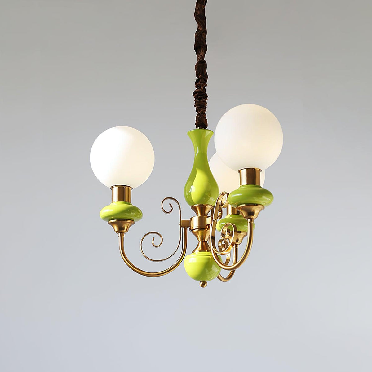 Aurorian lampadario Verde Paralumi Bracci Curvi Oro