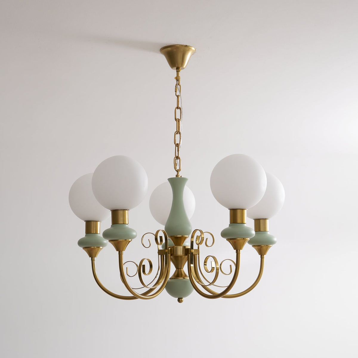 Aurorian lampadario Verde Paralumi Bracci Curvi Oro
