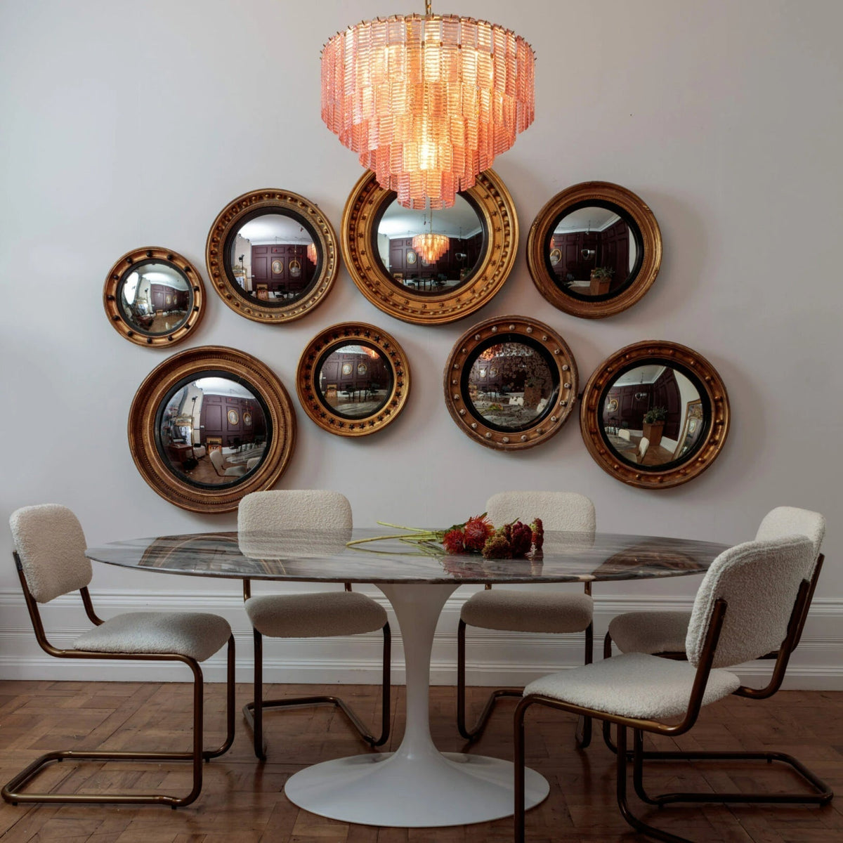 Lioririan lampadario vetro Murano Rosa Stratificato vintage lusso