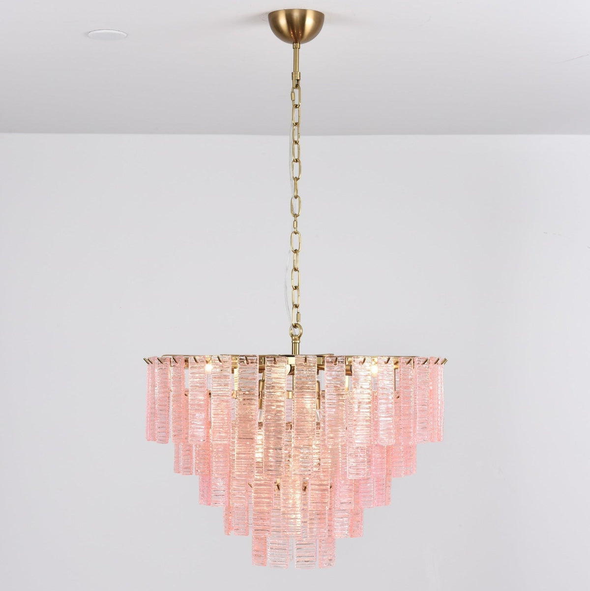 Lioririan lampadario vetro Murano Rosa Stratificato vintage lusso