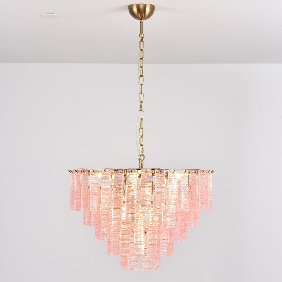 Lioririan lampadario vetro Murano Rosa Stratificato vintage lusso
