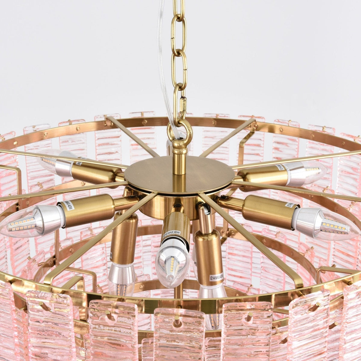 Lioririan lampadario vetro Murano Rosa Stratificato vintage lusso
