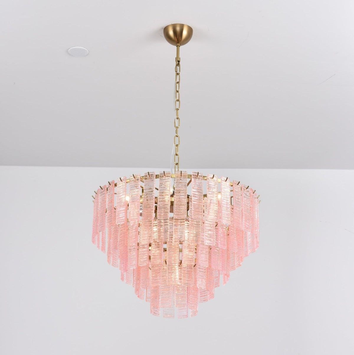 Lioririan lampadario vetro Murano Rosa Stratificato vintage lusso