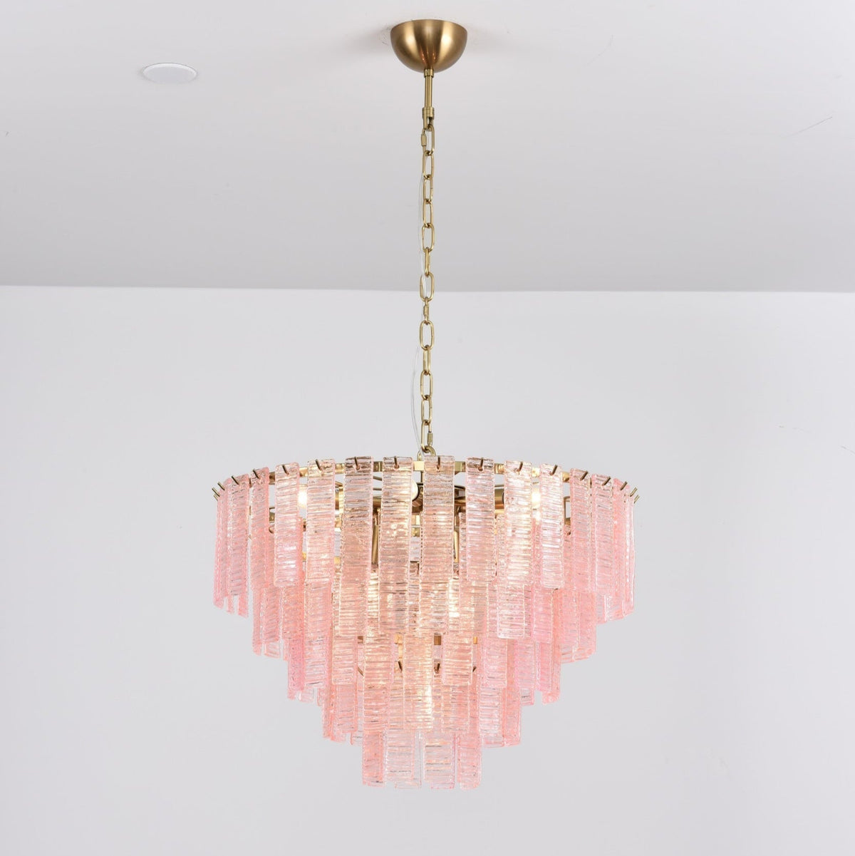 Lioririan lampadario vetro Murano Rosa Stratificato vintage lusso