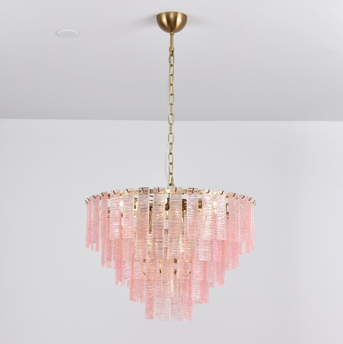 Lioririan lampadario vetro Murano Rosa Stratificato vintage lusso