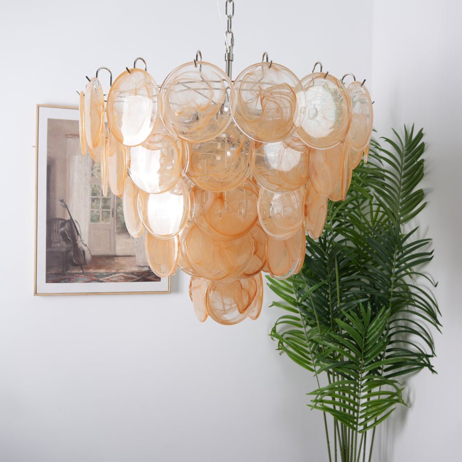 Celisira lampadario con dischi in vetro di Murano arancione