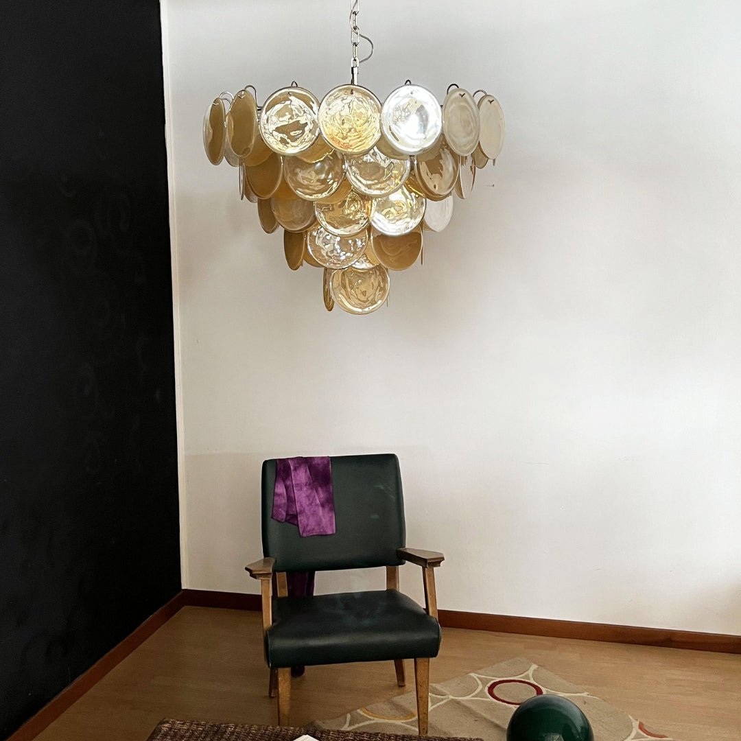 Celisira lampadario con dischi in vetro di Murano arancione