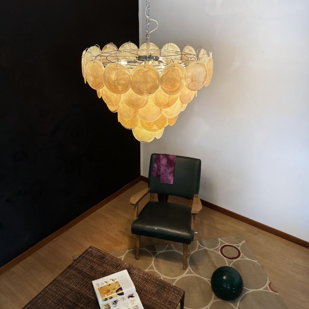 Celisira lampadario con dischi in vetro di Murano arancione