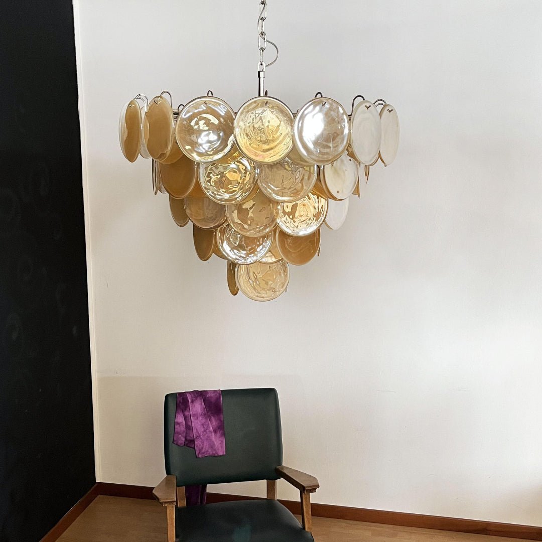 Celisira lampadario con dischi in vetro di Murano arancione