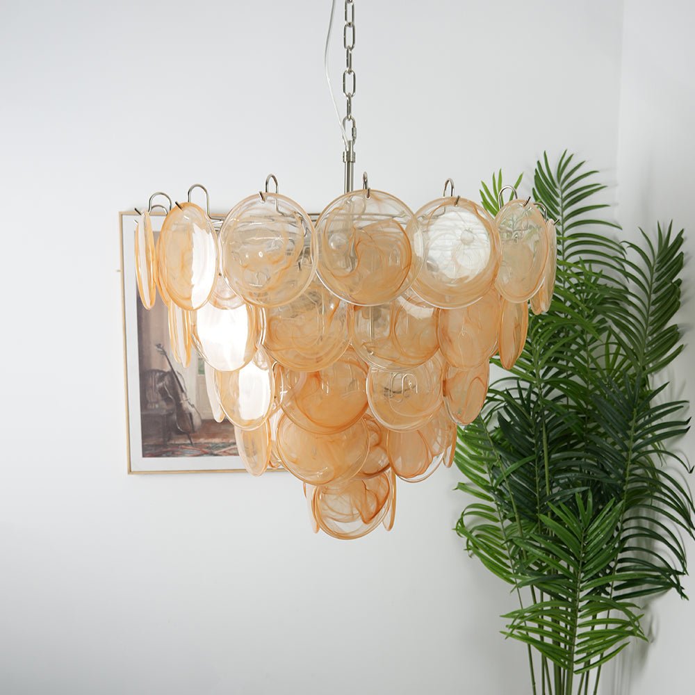 Celisira lampadario con dischi in vetro di Murano arancione