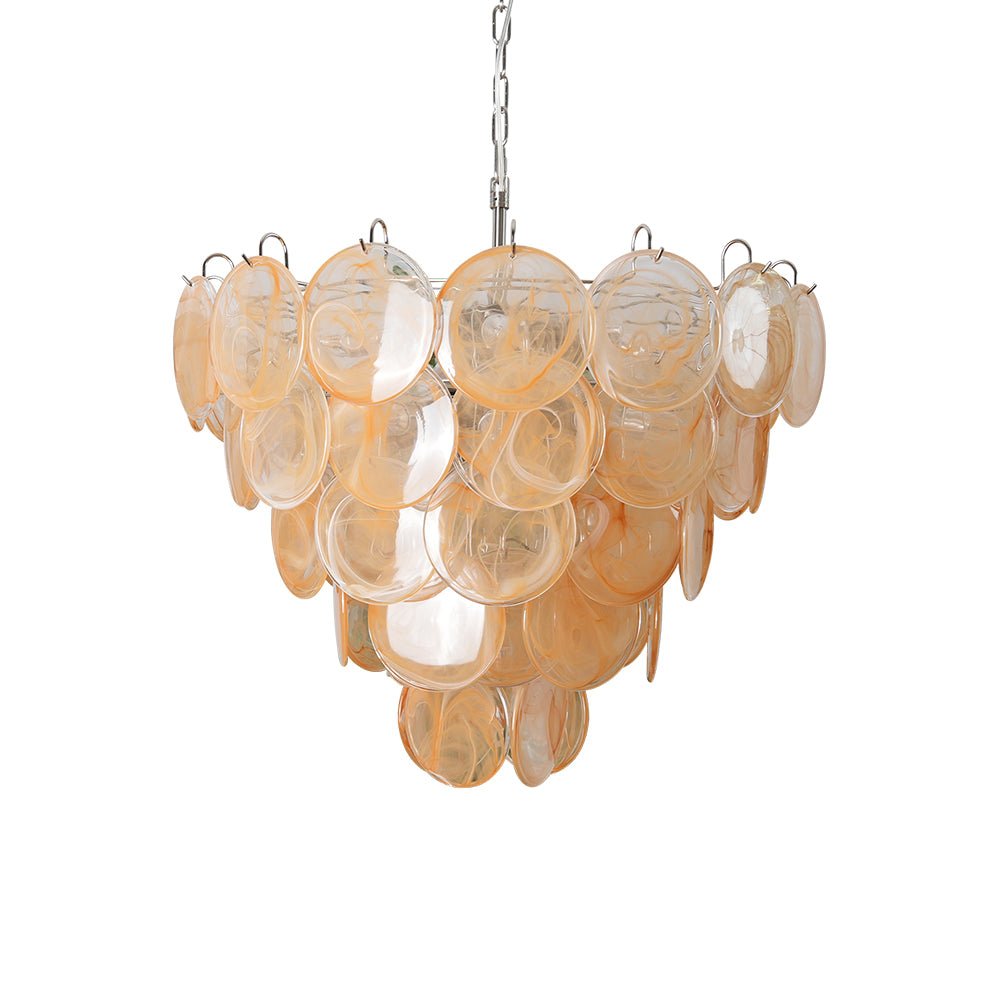 Celisira lampadario con dischi in vetro di Murano arancione