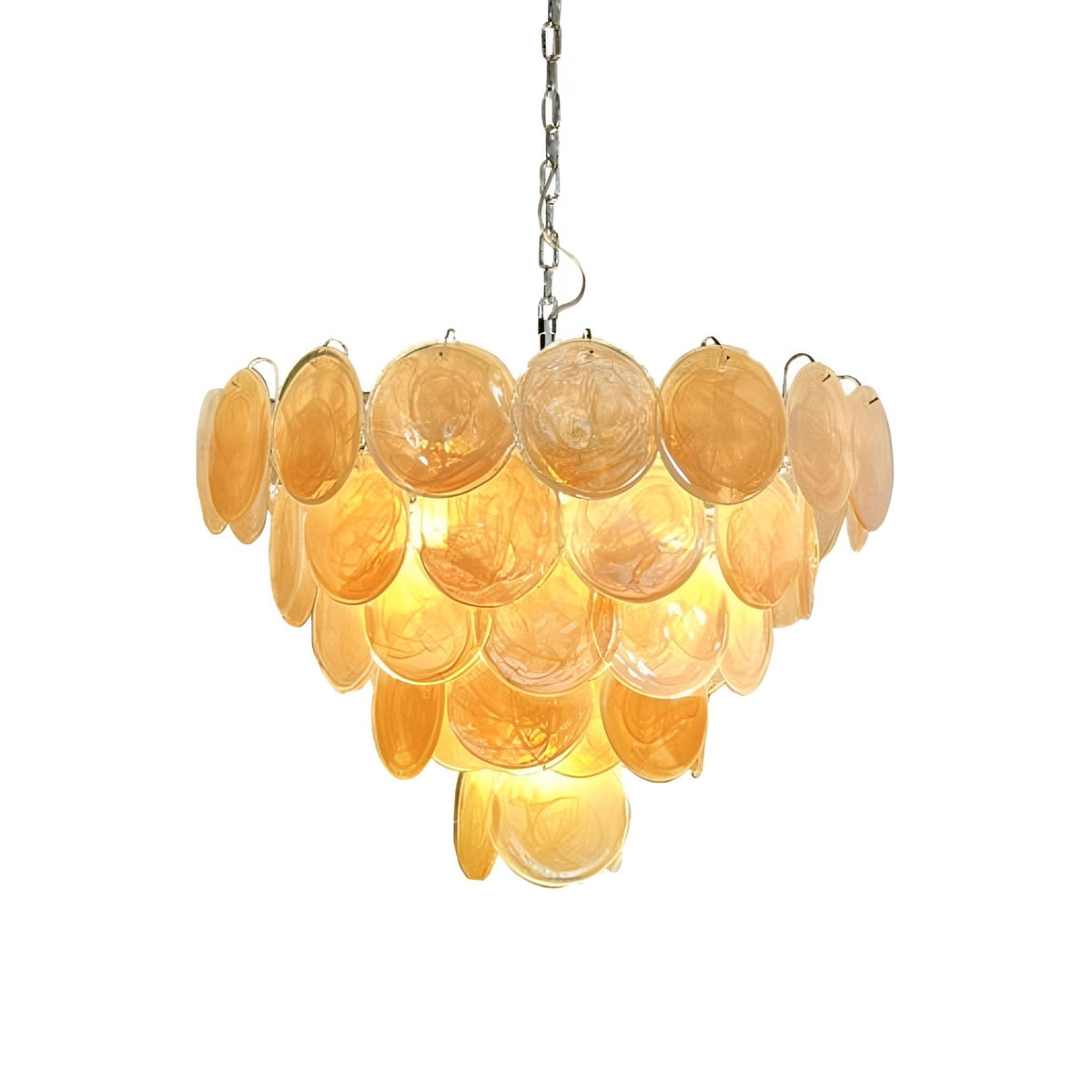 Celisira lampadario con dischi in vetro di Murano arancione