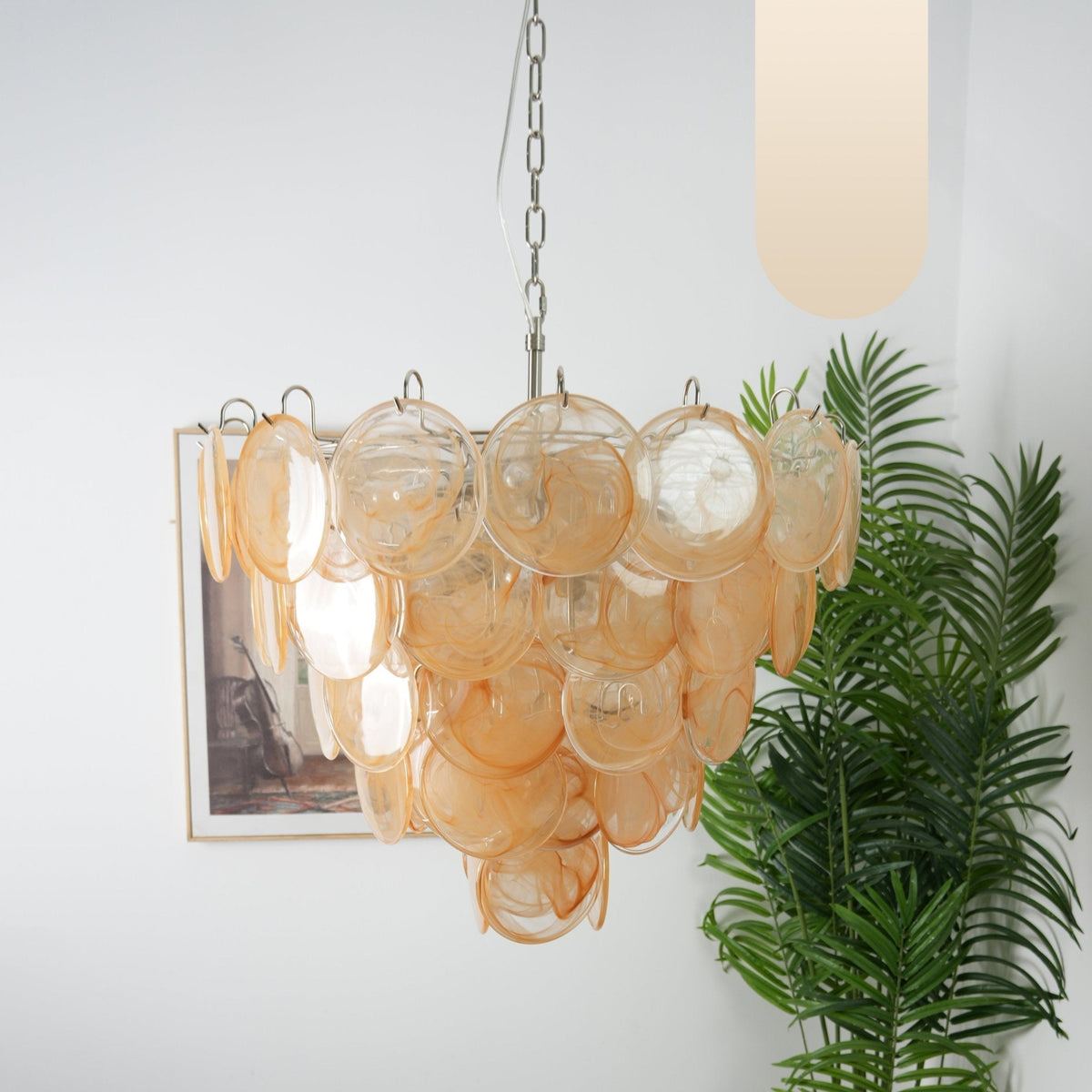 Celisira lampadario con dischi in vetro di Murano arancione