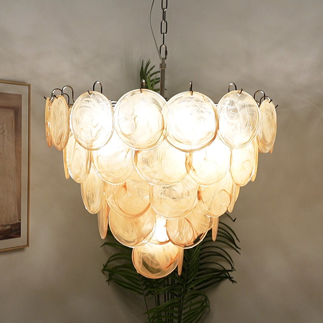 Celisira lampadario con dischi in vetro di Murano arancione