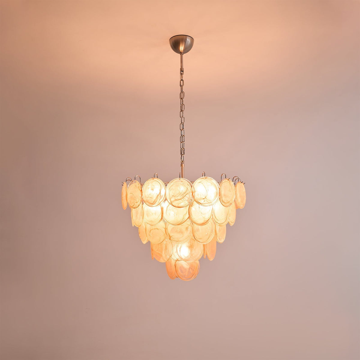 Celisira lampadario con dischi in vetro di Murano arancione