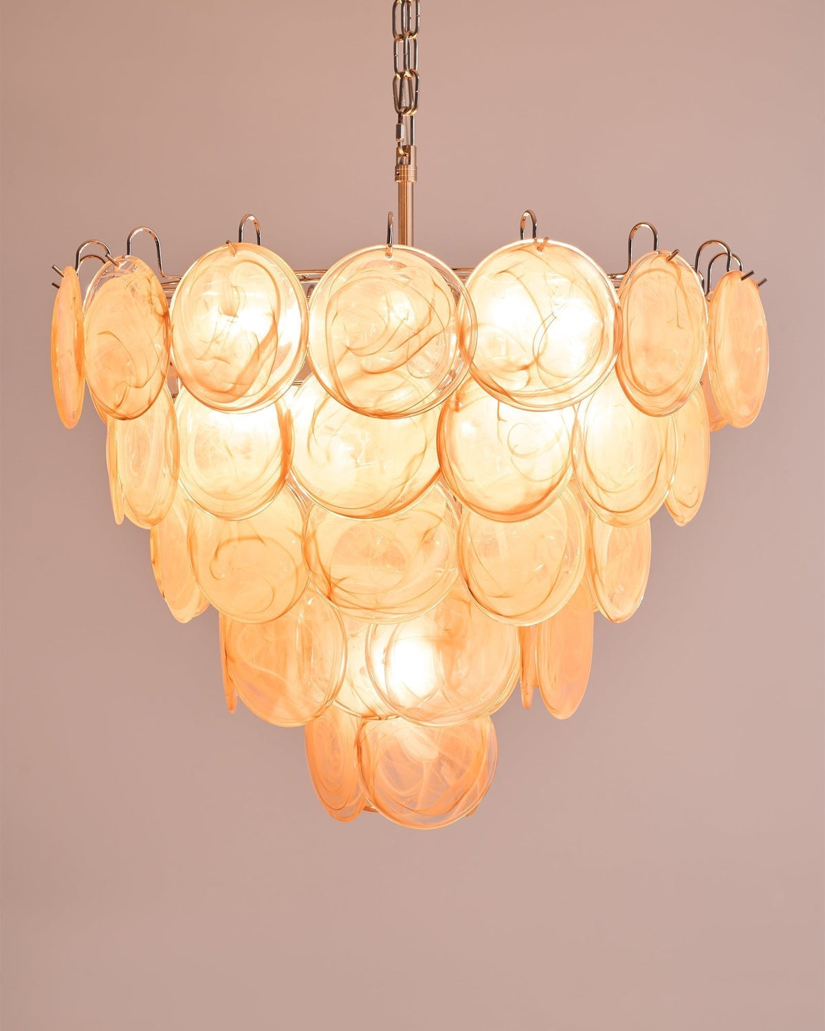 Celisira lampadario con dischi in vetro di Murano arancione
