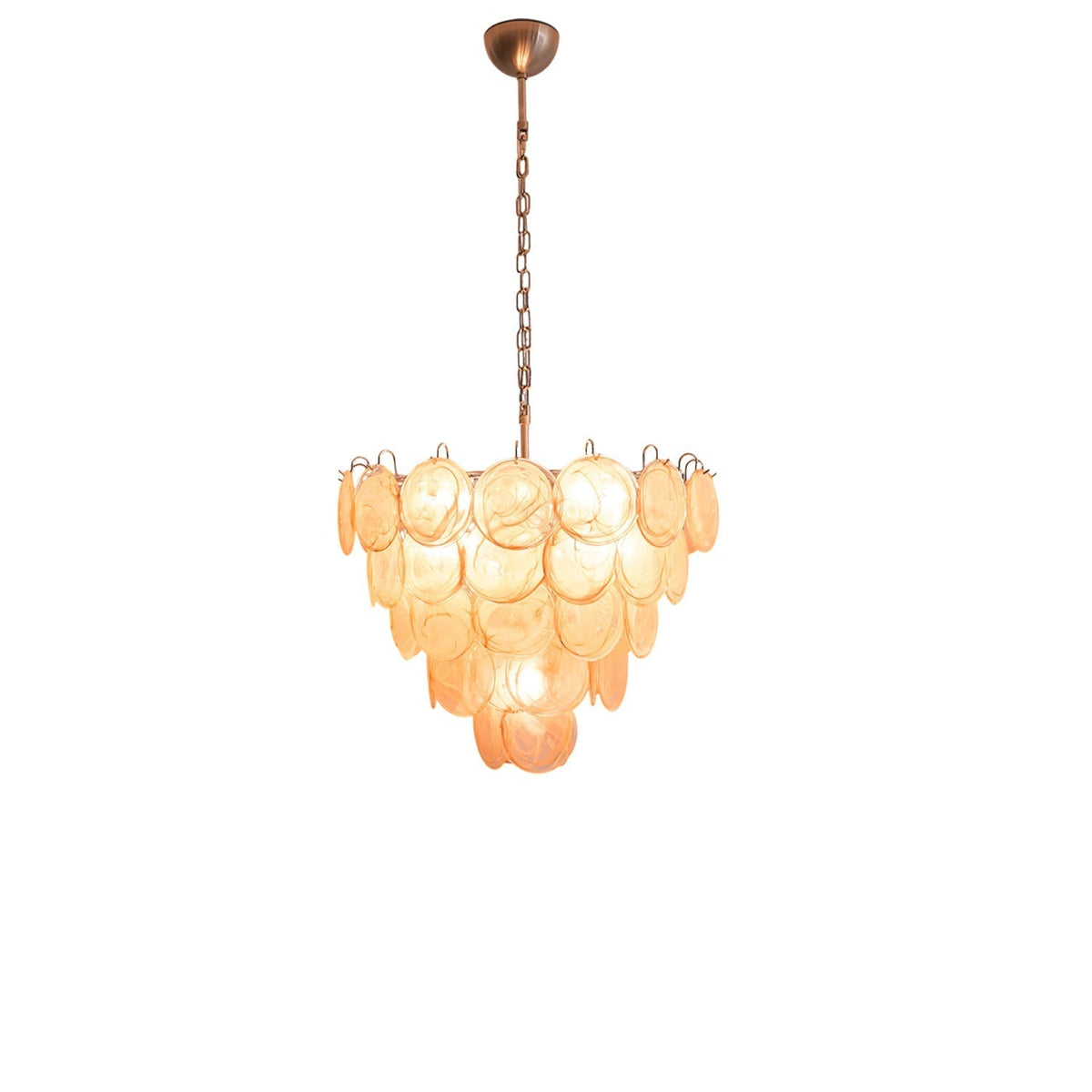 Celisira lampadario con dischi in vetro di Murano arancione