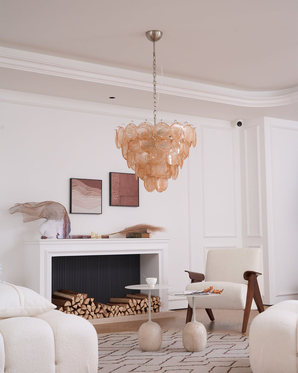 Celisira lampadario con dischi in vetro di Murano arancione