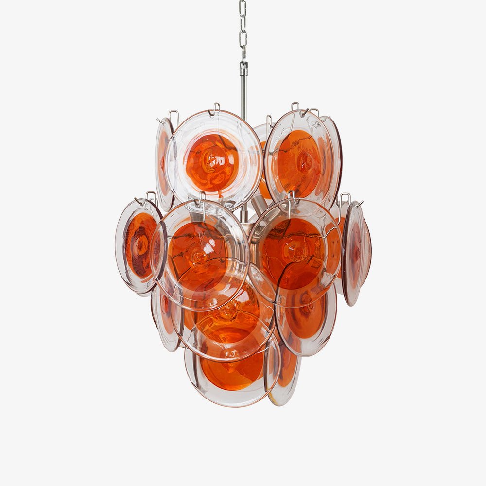 Lioruiel lampadario Arancione vetro Murano a Dischi Stratificati