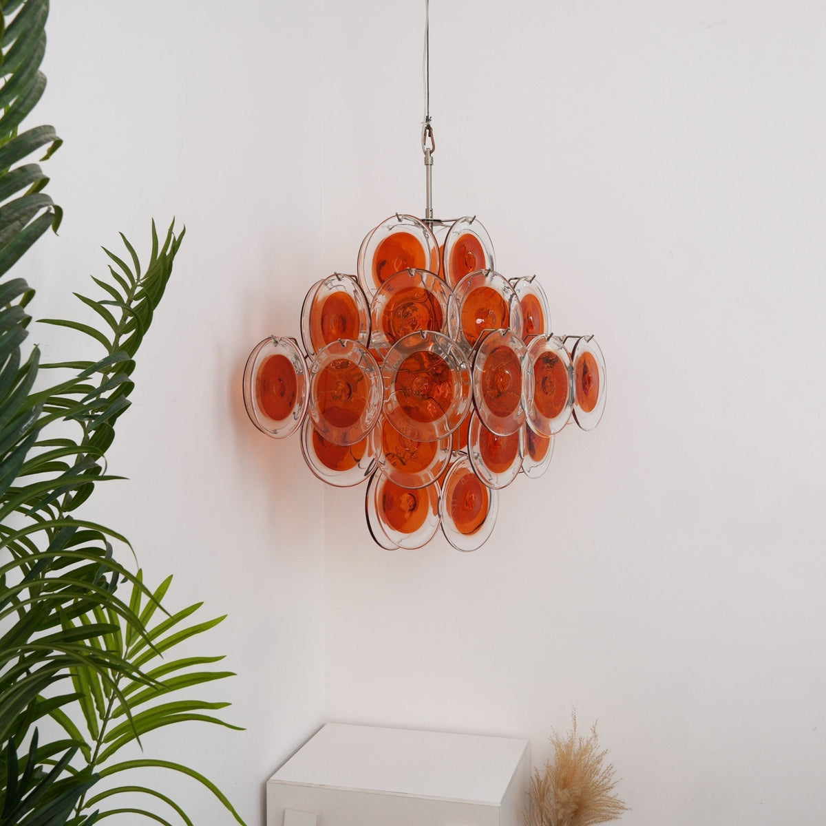 Lioruiel lampadario Arancione vetro Murano a Dischi Stratificati