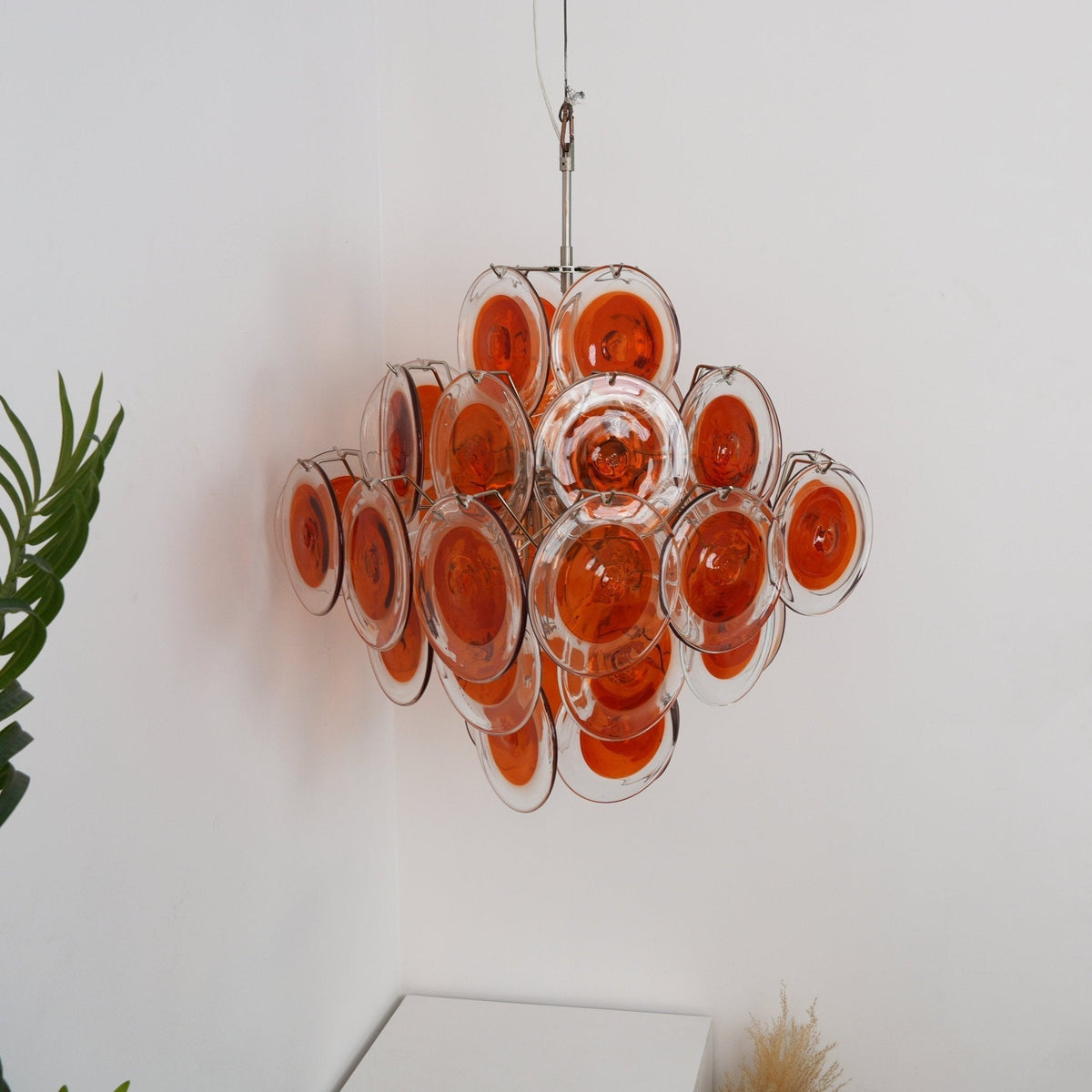 Lioruiel lampadario Arancione vetro Murano a Dischi Stratificati