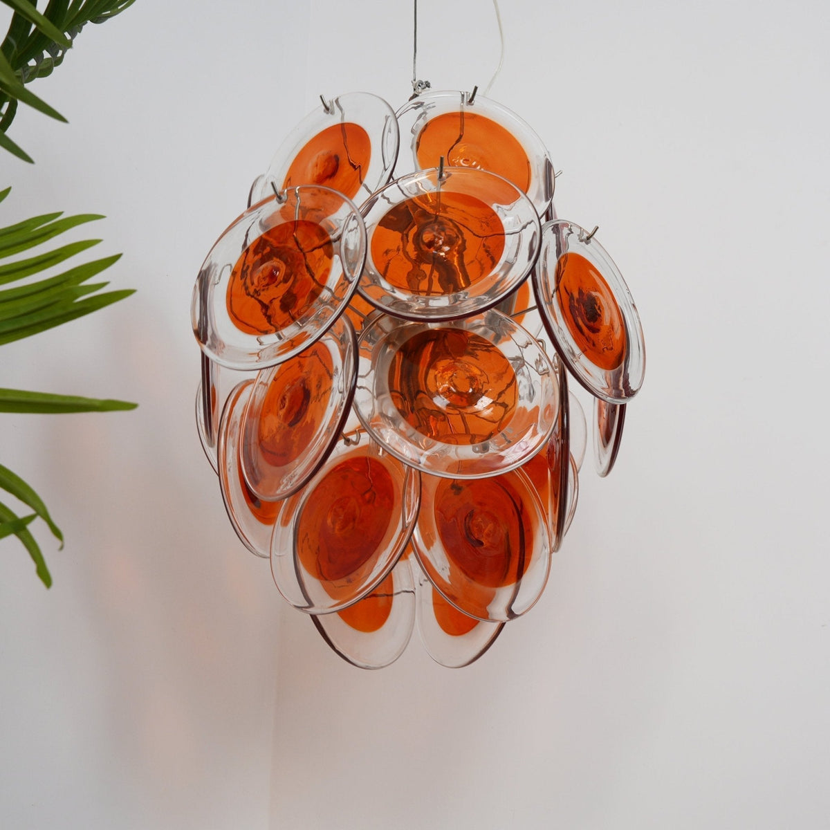 Lioruiel lampadario Arancione vetro Murano a Dischi Stratificati