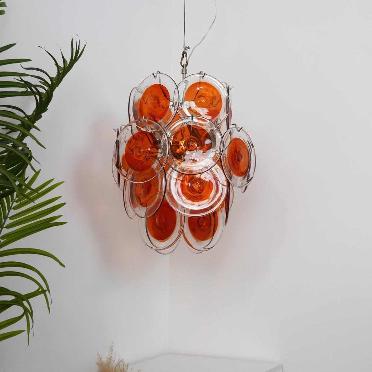 Lioruiel lampadario Arancione vetro Murano a Dischi Stratificati