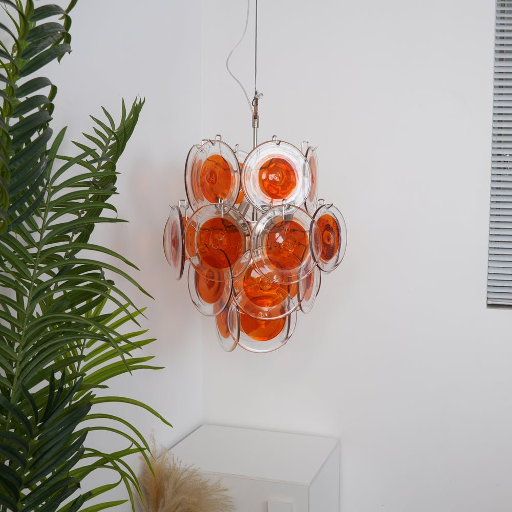 Lioruiel lampadario Arancione vetro Murano a Dischi Stratificati