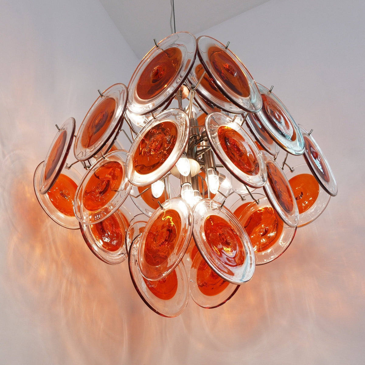 Lioruiel lampadario Arancione vetro Murano a Dischi Stratificati