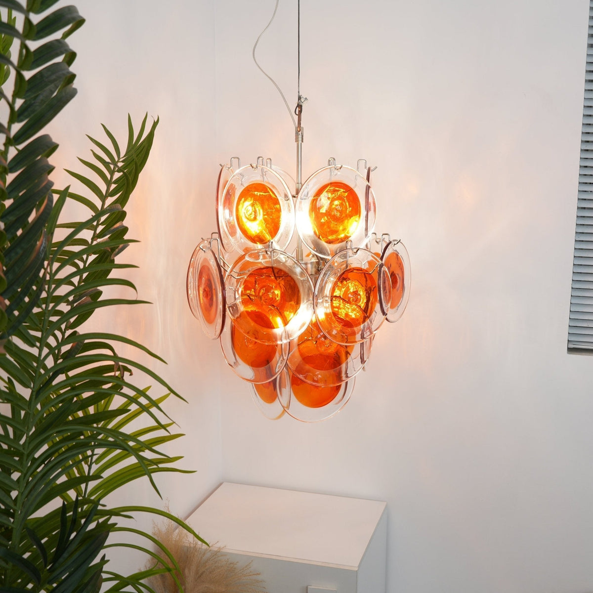 Lioruiel lampadario Arancione vetro Murano a Dischi Stratificati