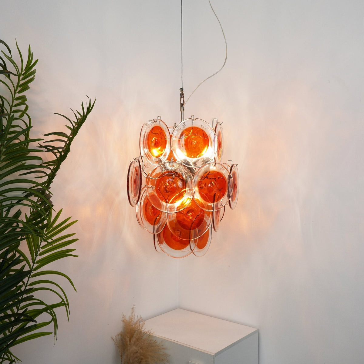 Lioruiel lampadario Arancione vetro Murano a Dischi Stratificati